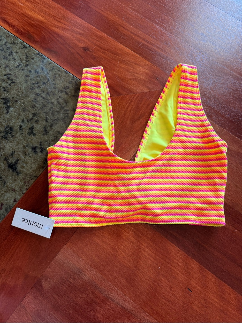 Montce' Neon stripe bikini top-